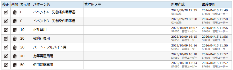 労働条件書式テンプレート一覧 - 一覧エリア