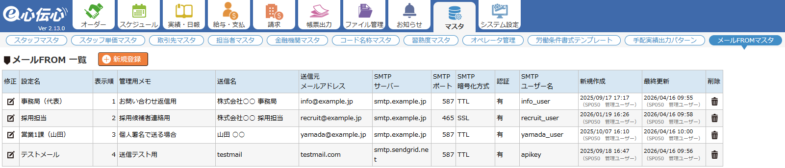 メールFROMマスタ - 登録手順